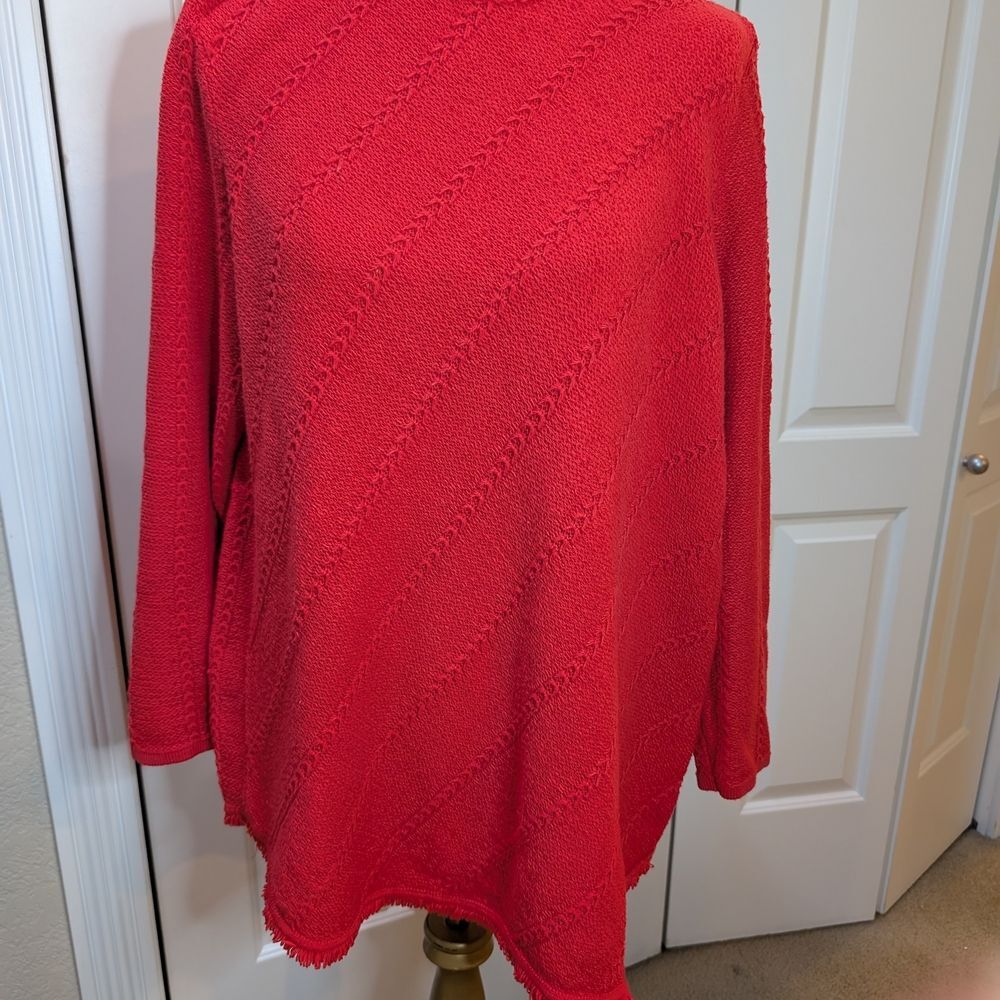 Chico's Red Women's Sweater Knit Holiday Monochrome  XL